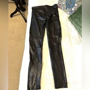 Spanx faux leather pants Sz Medium black shimmer moto leggings slimming control